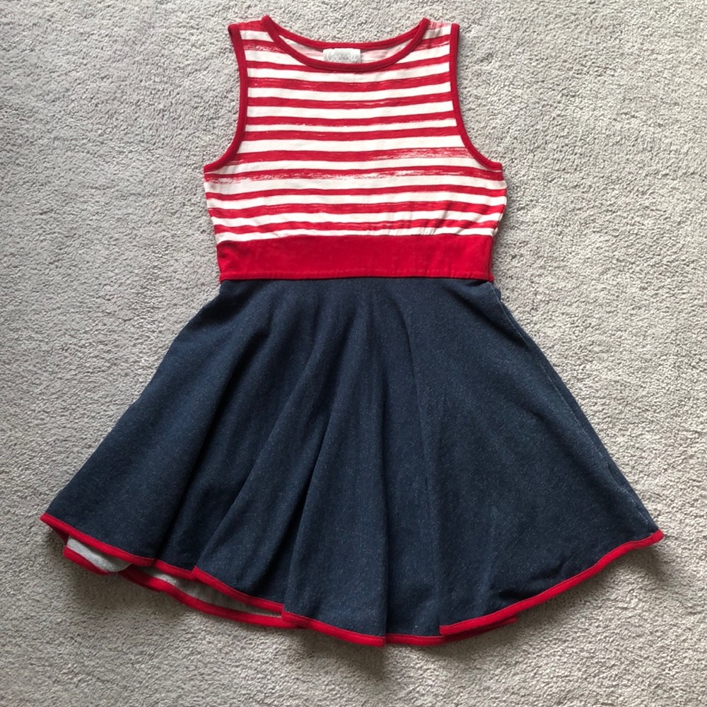 Coccoli girls dress size 8 red white stripes